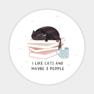 I like cats and maybe 3 people Magnet